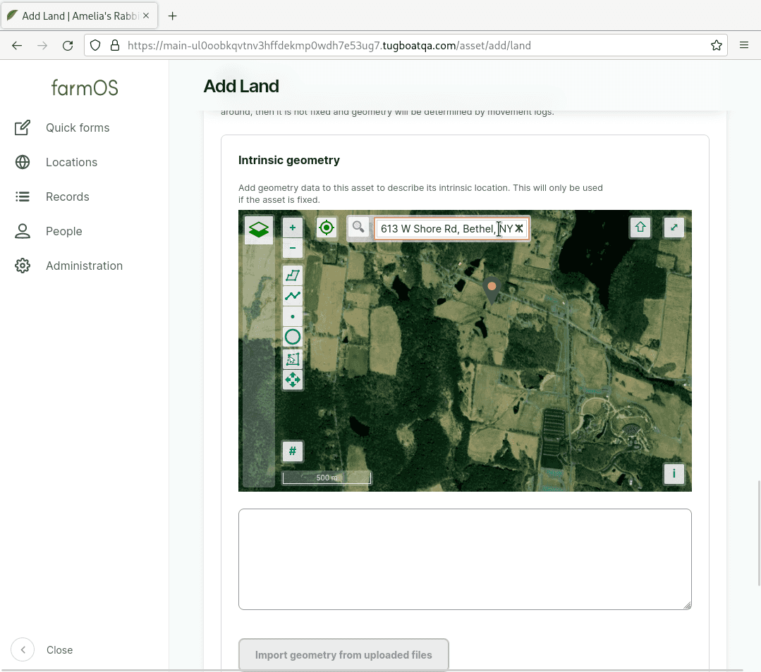 Screenshot of using the map address search